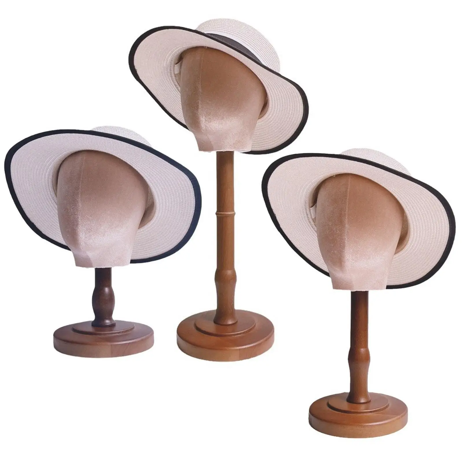 

Wig Display Holder with Wooden Base for Jewelry And Accessories