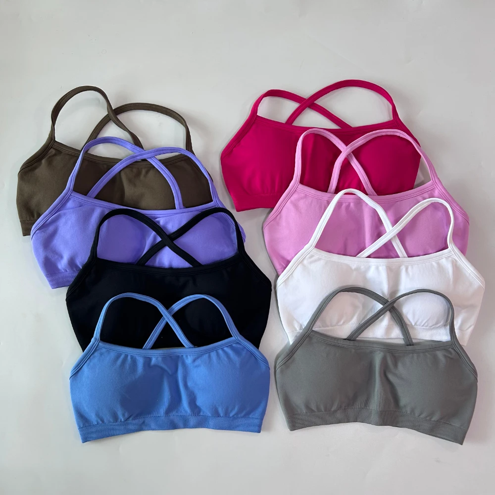2 Pieces Set For Woman Clothes Seamless Scrunch Yoga Shorts Set Backless ktp Sports Bra Fitness Workout Top Gym Set Outfits image 4