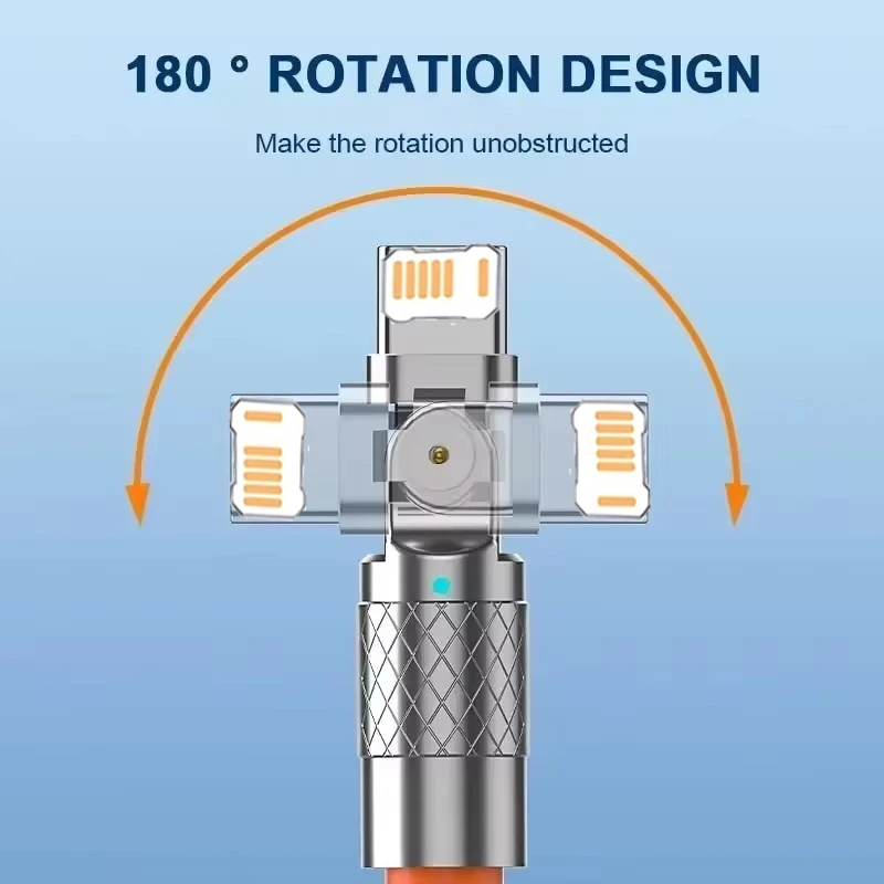 180 Degree Rotation USB Fast Charge Elbow Cable For iPhone 11 12 13 14 Pro Max X XR XS 8 Plus Phone Gaming Quick Charging Cables