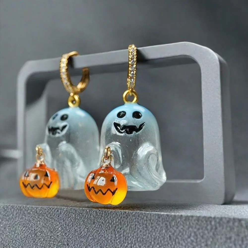 

Aesthetic Cartoon Halloween Earrings Resin Gothic Ghost Ear Studs Punk Rhinestone Pumpkin Dangle Earrings Party
