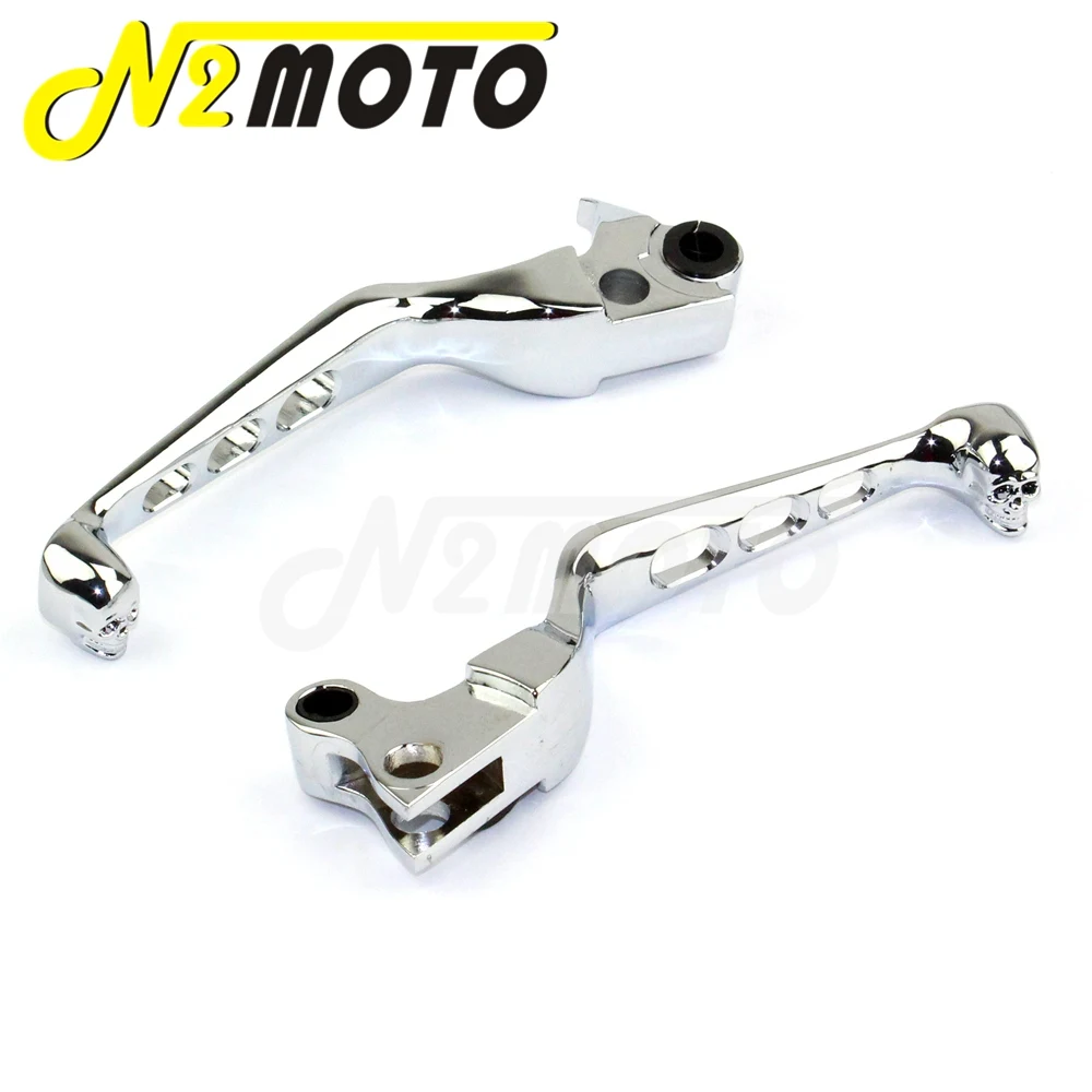 Aluminum Skull Brake Clutch Lever Handlebar Chrome Brake Levers For Harley Sportster XL 883 1200 Heritage Softail Dyna Touring