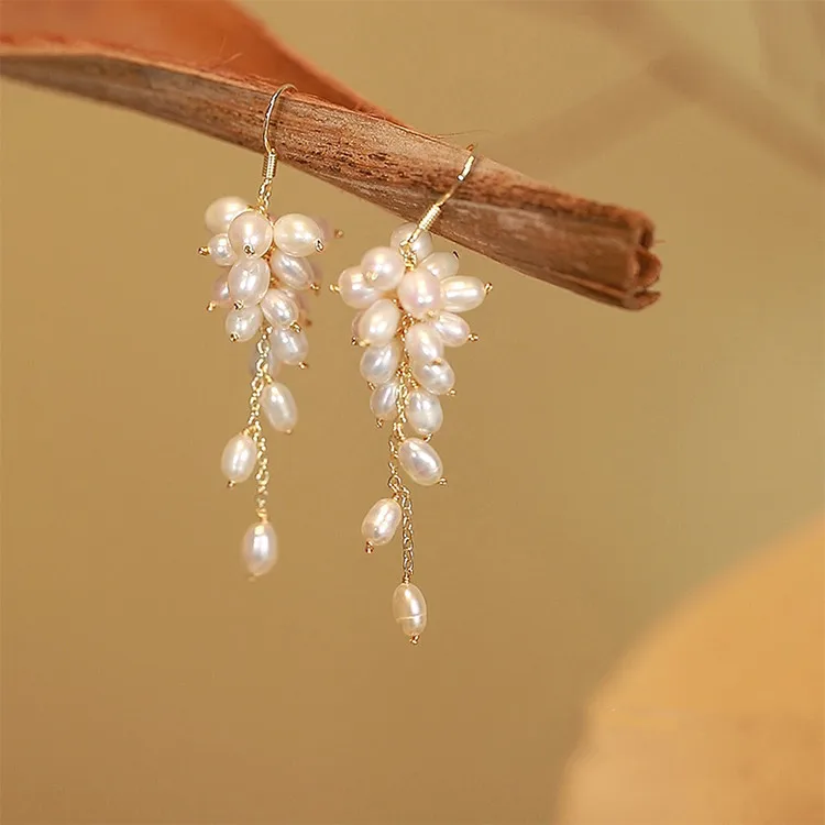 New Arrival Elegant Grape Design 100% Natural Freshwater Pearl 14K Gold Filled Female Drop Earrings Jewelry For Women Gifts image 6