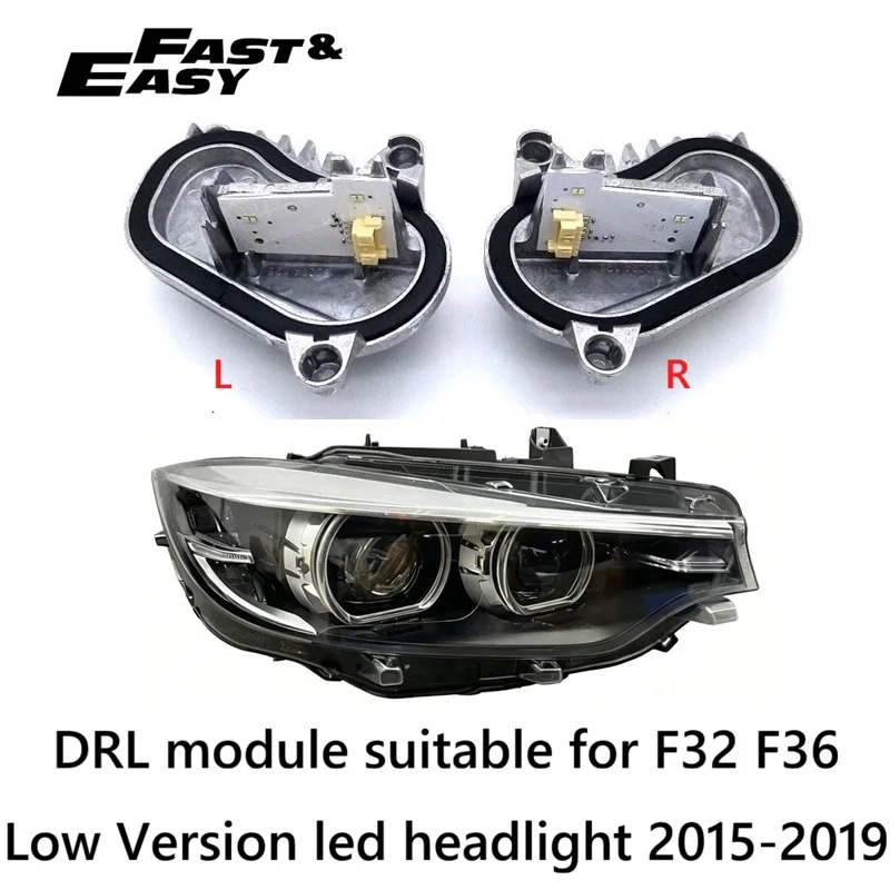 Aftermarket New 63117493227 63117493228 LED Angel Eye Daytime Running Light DRL Module for BMW 4 Series F32 F36 Low Spec 15-19