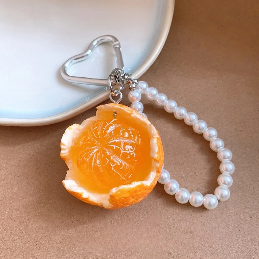 Cartoon Lucky Fruit Orange Keychain 3D Fruit Pendant Orange Decorative Wind Chime Ornaments Handmade Resin Simulation Orange