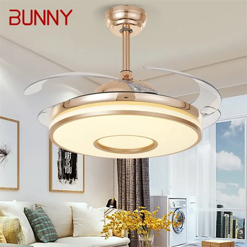 BUNNY Ceiling Fan Light Without Blade Gold Lamp Remote Control Modern For Home Living Room 110V 220V