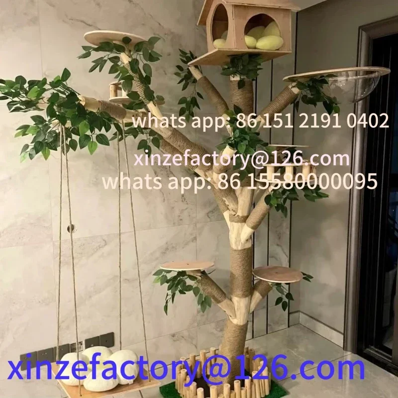 เตียงแมวไม้เนื้อแข็งที่ปรับแต่งได้ของโครงปีนเขารวมตัวขูดของเล่นที่ทนต่อการสึกหรอ