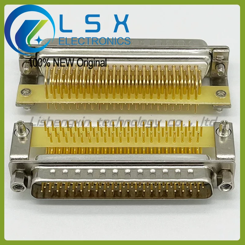 2pcs HDR62 male and female plug 3 rows 62 pin bent foot connector db62 solid copper gold-plated