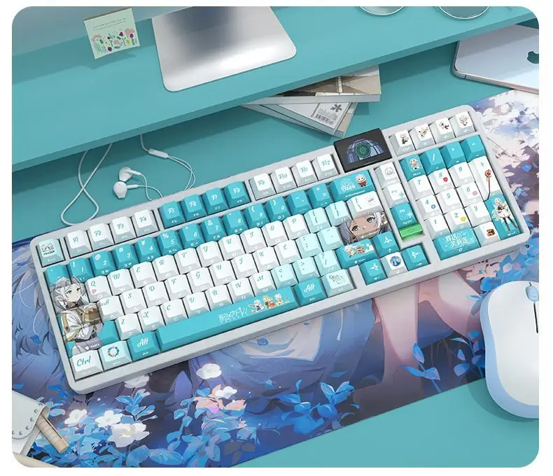 70 Keys Frieren Keycaps フリーレン Theme Keycap フリル Cute Anime Key Cap PBT DYE-Sub Cherry Profile Key Cap for Made68 Mad68 Wooting 60