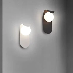 Modern Interior LED Wall Lamp Ball Black White Background Living Room with Indoor Wall Lights Sconce Bedroom Dining Room