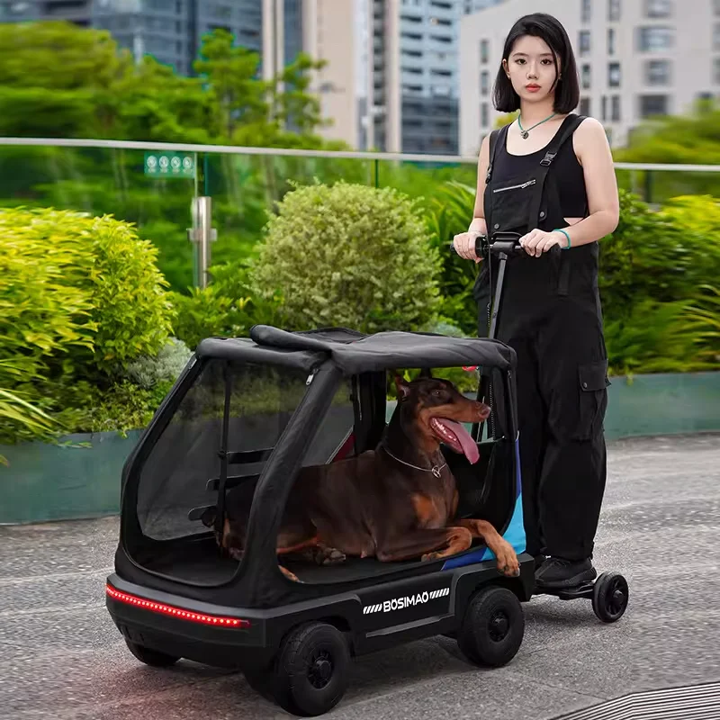 Electric Folding Pet Stroller, Dog Stroller, Dog Walking Cart, Large Remote-Controlled Pet Stroller for Travel