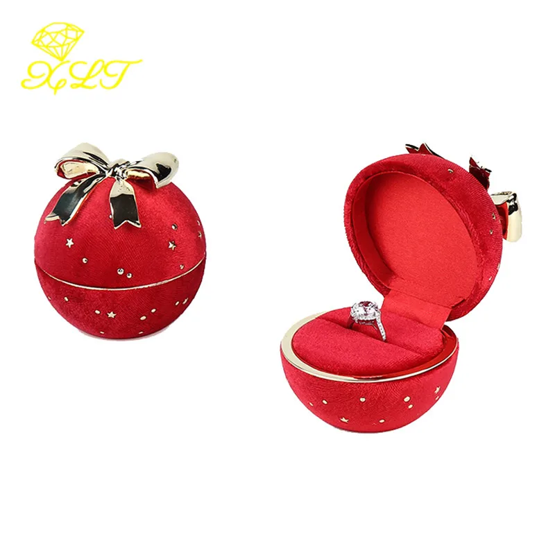 Gypsophila Round Jewelry Box Creative Corduroy Bow Ring Box Jewelry Boxes and Packaging For Ring Earring Pendant Organizer