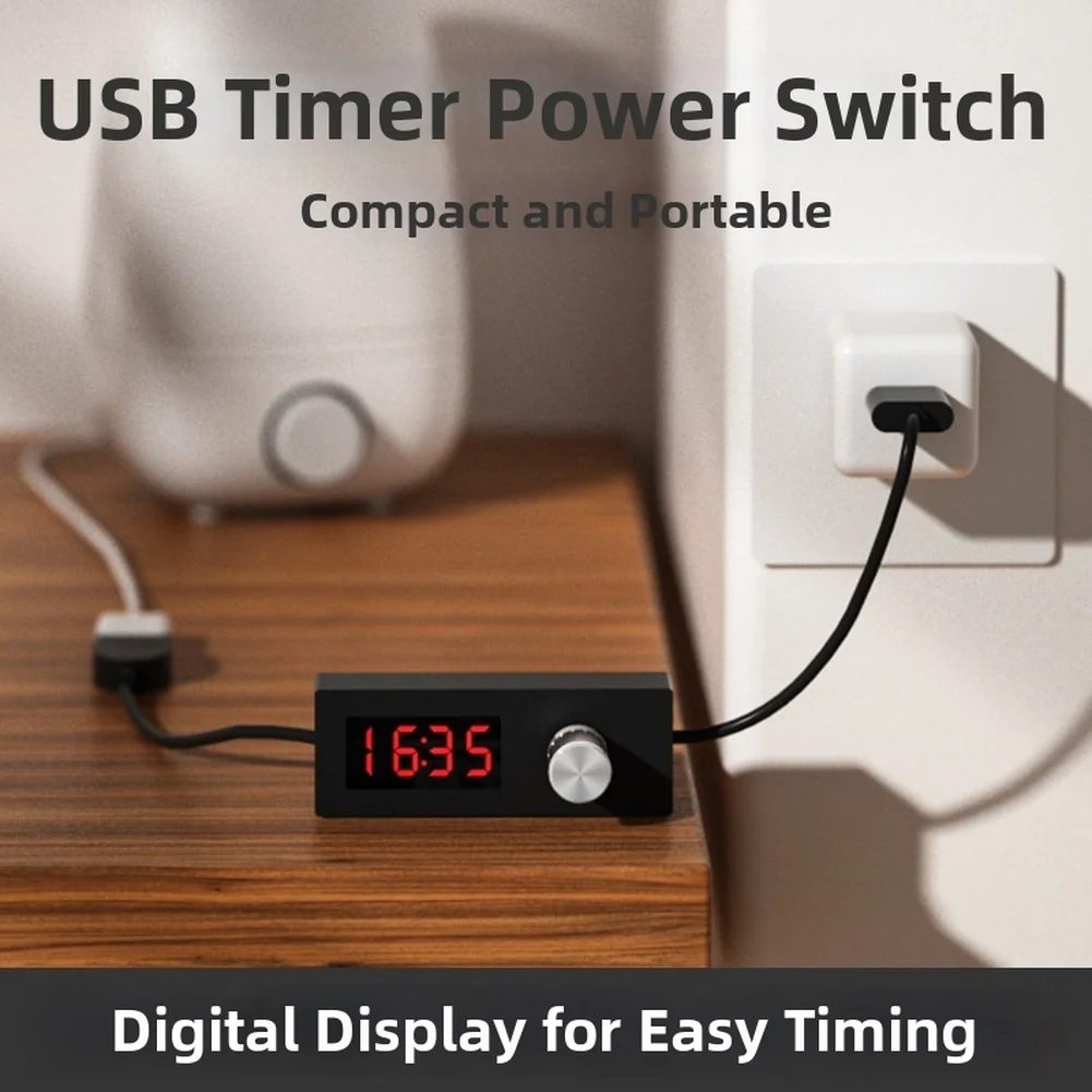 USB For countdown Timer Switch with 24 Hour Digital Display and Minute-Level Adjustment for Controlled Power Off Applications