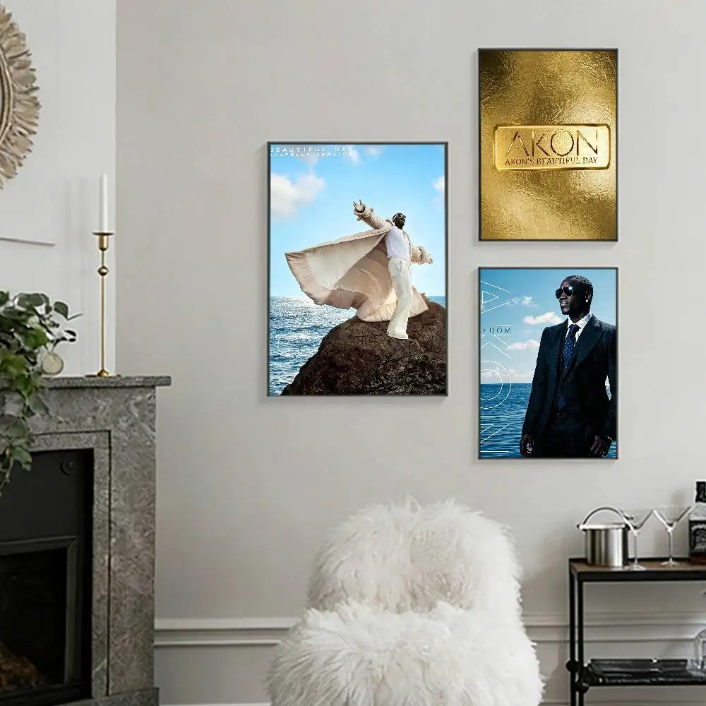 Hip Hop Singer Akon Poster High Quality Dorm Living Room Aesthetic Wall Decoration Painting Stickers