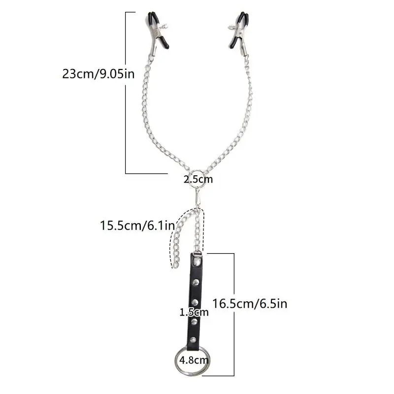 Sexy PU Leather Penis Cock Ring for Men with Nipple Clamp Breast Clip Chain Bondage Delayed Ejaculation Couple Sex Toys view 6