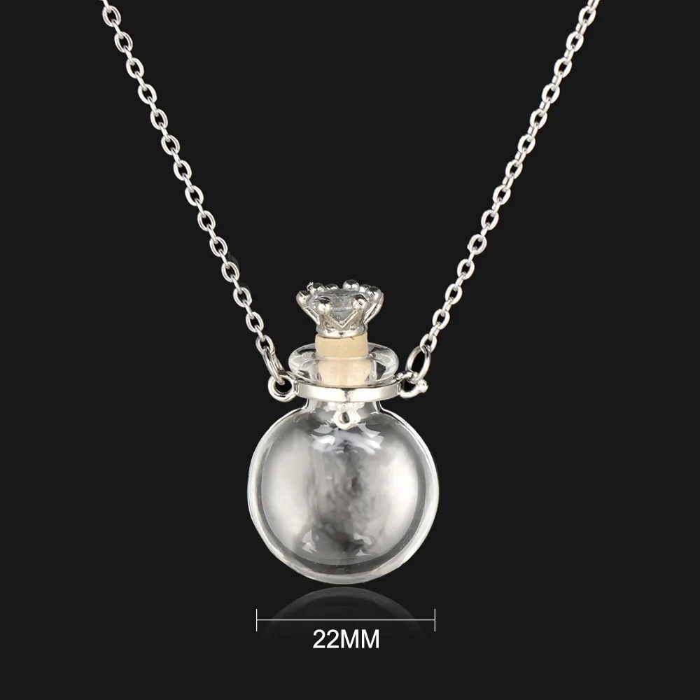 Water Drop Glaze Vial Pendant Glaze Bottle Steel Chain Openable Necklace Oil Diffuser Heart Shape Mini Bottles Necklace Keepsake