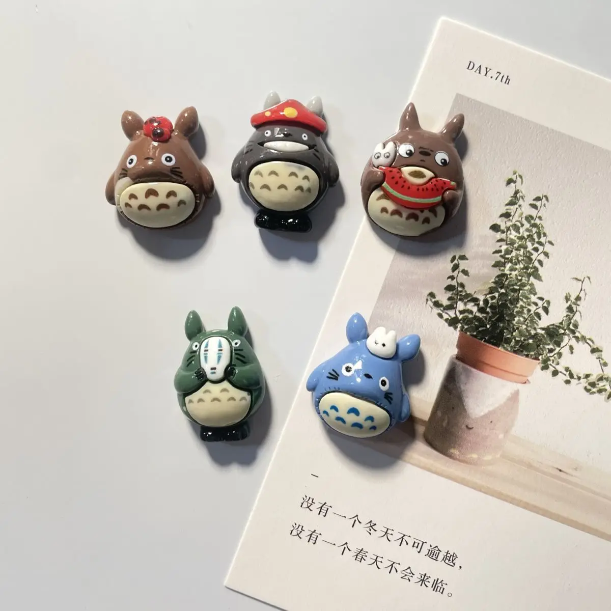 Totoro Anime Resin Fridge Magnet Cute Cartoon Figure Magnetic Sticker Refrigerator Photo Decor Home Kitchen Ornament Creative view 4