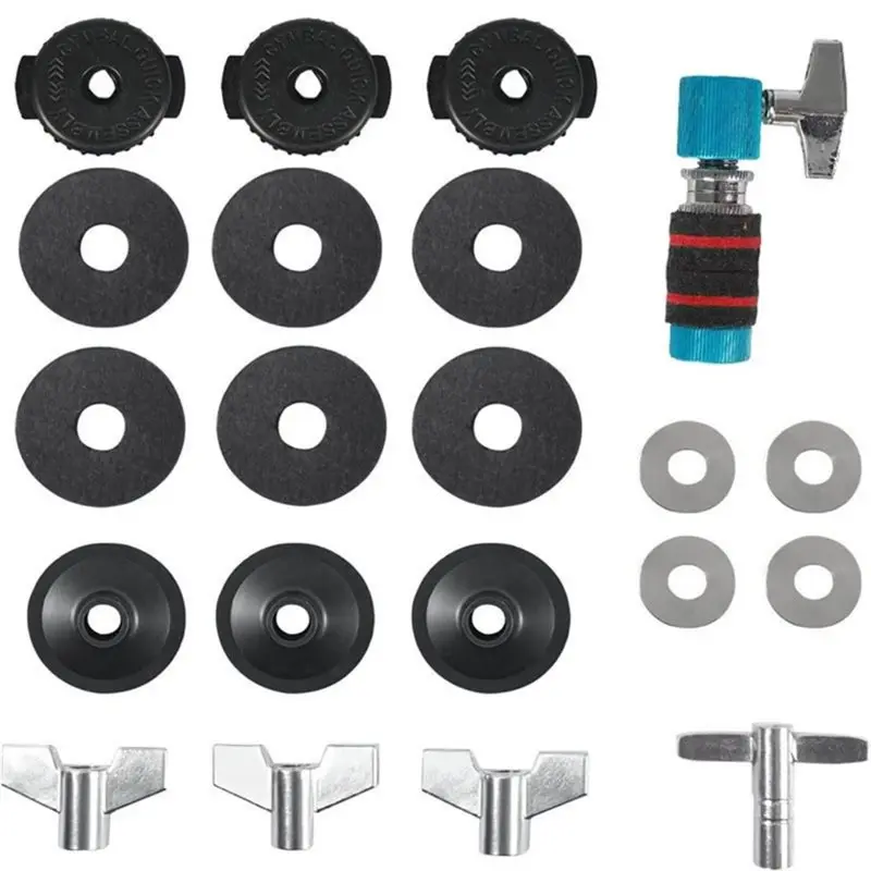 A74K-21PCS Cymbal Replacement Accessories With Hi-Hat Clutch,Drum Cymbal Felt Pads Include Wing Nuts Replacement For Drum Set