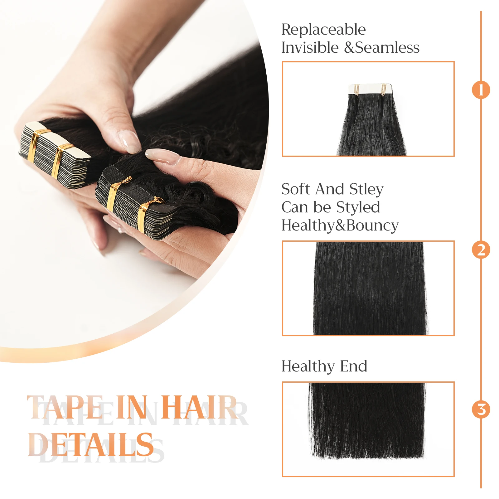 Powcign 12A Лента для наращивания волос, человеческие волосы яки, прямые настоящие натуральные невидимые волосы, уток кожи, прямые бесшовные волосы, 20 шт.