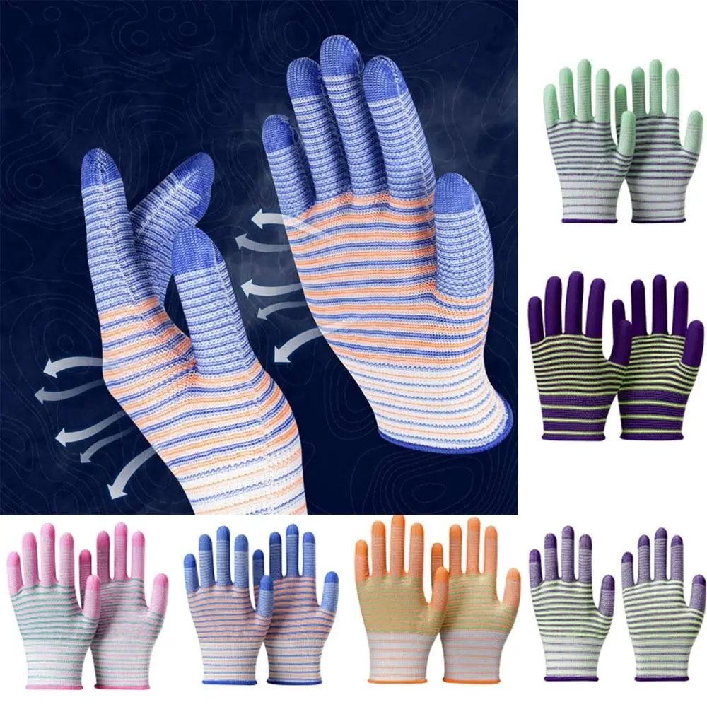 1 Pair Nylon Work Gloves Safety Working Anti-Static Non-slip Industrial Gloves Safety Striped Men