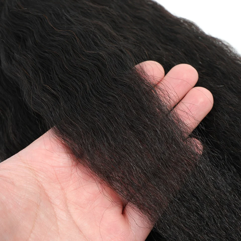 Pacote de Cabelo Humano Brasileiro Kinky Straight 3/4 Peças, Extensões de Cabelo Humano Yaki Straight 10-30 Polegadas, Pacote de Cabelo Remy em Promoção para Mulheres Negras