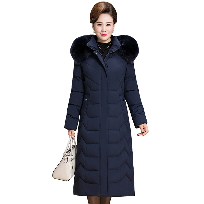 

2023 Warm Winter Jacket Women Long Parkas Hooded Fur Collar Slim Thicken Down Cotton Jacket Winter Coat Woman Outerwear