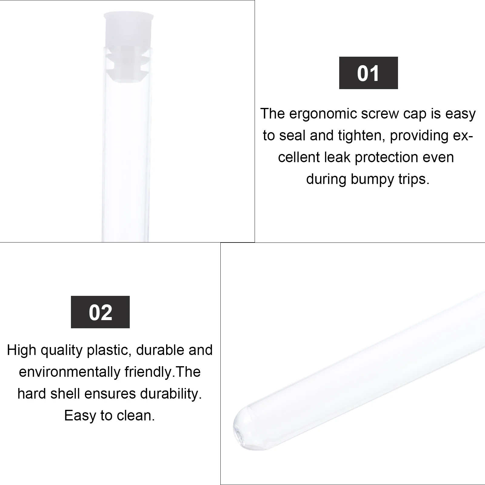 

100Pcs Transparent Test Tubes High Quality Plastic Science Experiment Tubes for Laboratory Centrifugal Testing Teaching