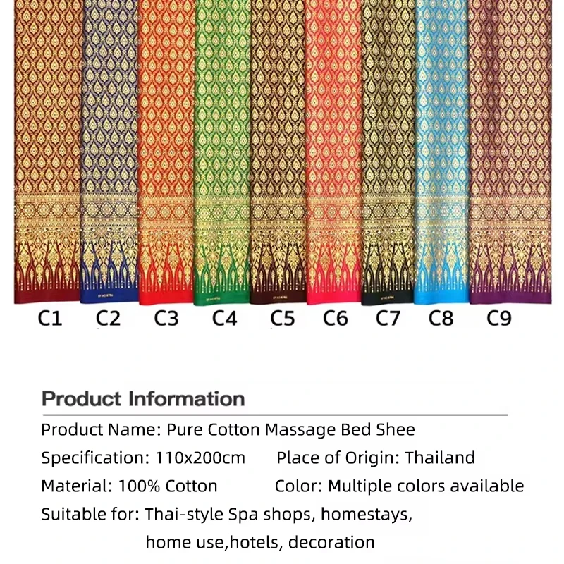 

Thai Traditional Ancient essential oil Spa Massage Bed Sheet multifunction sarong fabric Southeast Asia beauty salon bed flag