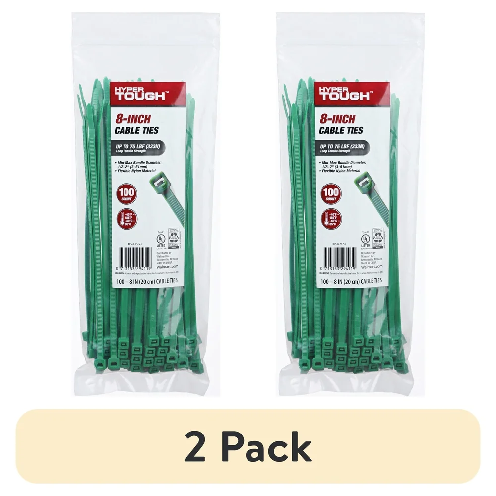 100 ชิ้น 8 นิ้วสายผูกไนลอนทนทานสีเขียวยืดหยุ่นมัดผูกความต้านทานแรงดึงสูง 75LBF ต่างๆการใช้งาน