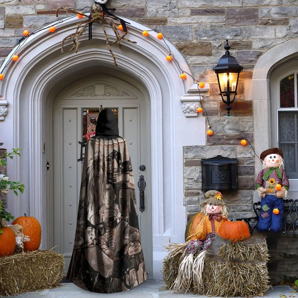 متاهة جاريث وتوبي عباءة طويلة بغطاء للرأس ساحرة في القرون الوسطى زي تنكري كيب حفلة الهالوين للبالغين للجنسين