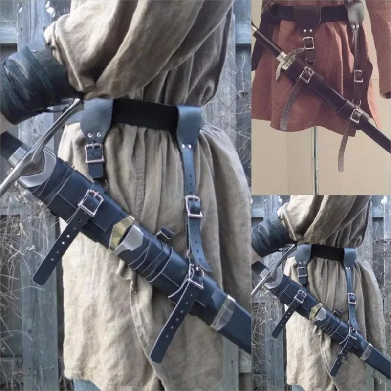Medieval Renaissance Vintage Adjustable PU Leather Sword Holster Samurai Dress Up Without Sword