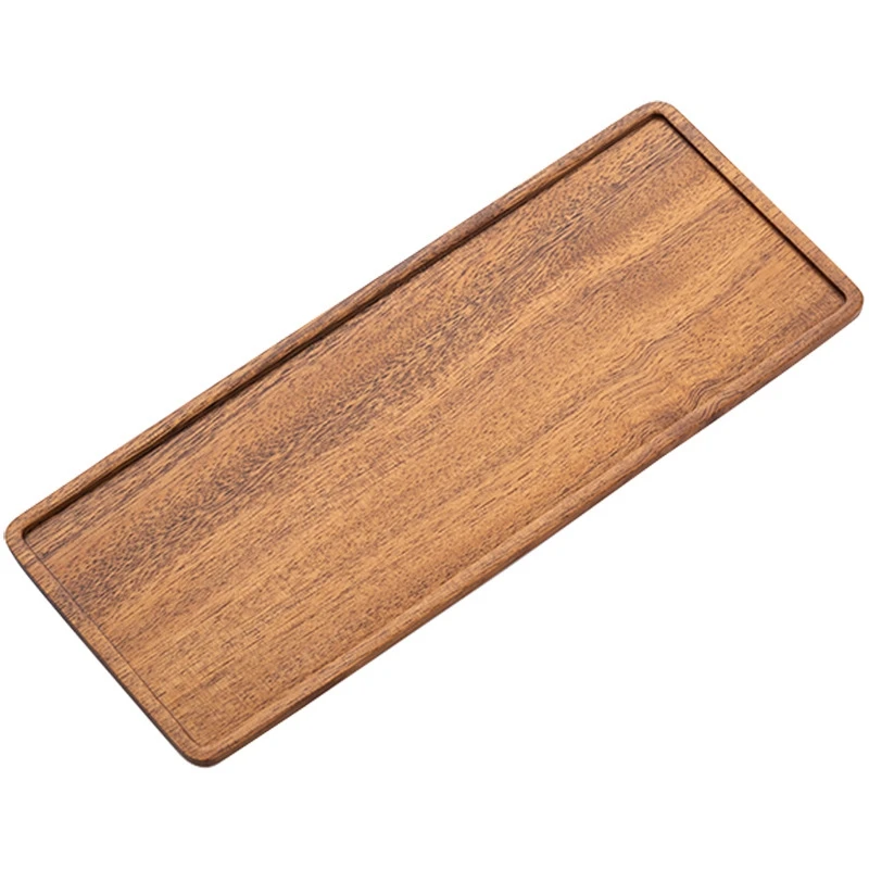 

1 Piece Walnut Wood Serving Tray Square Rectangle Tea Coffee Snacks Tray Breakfast Sushi Dessert Cake Plate 30Cm