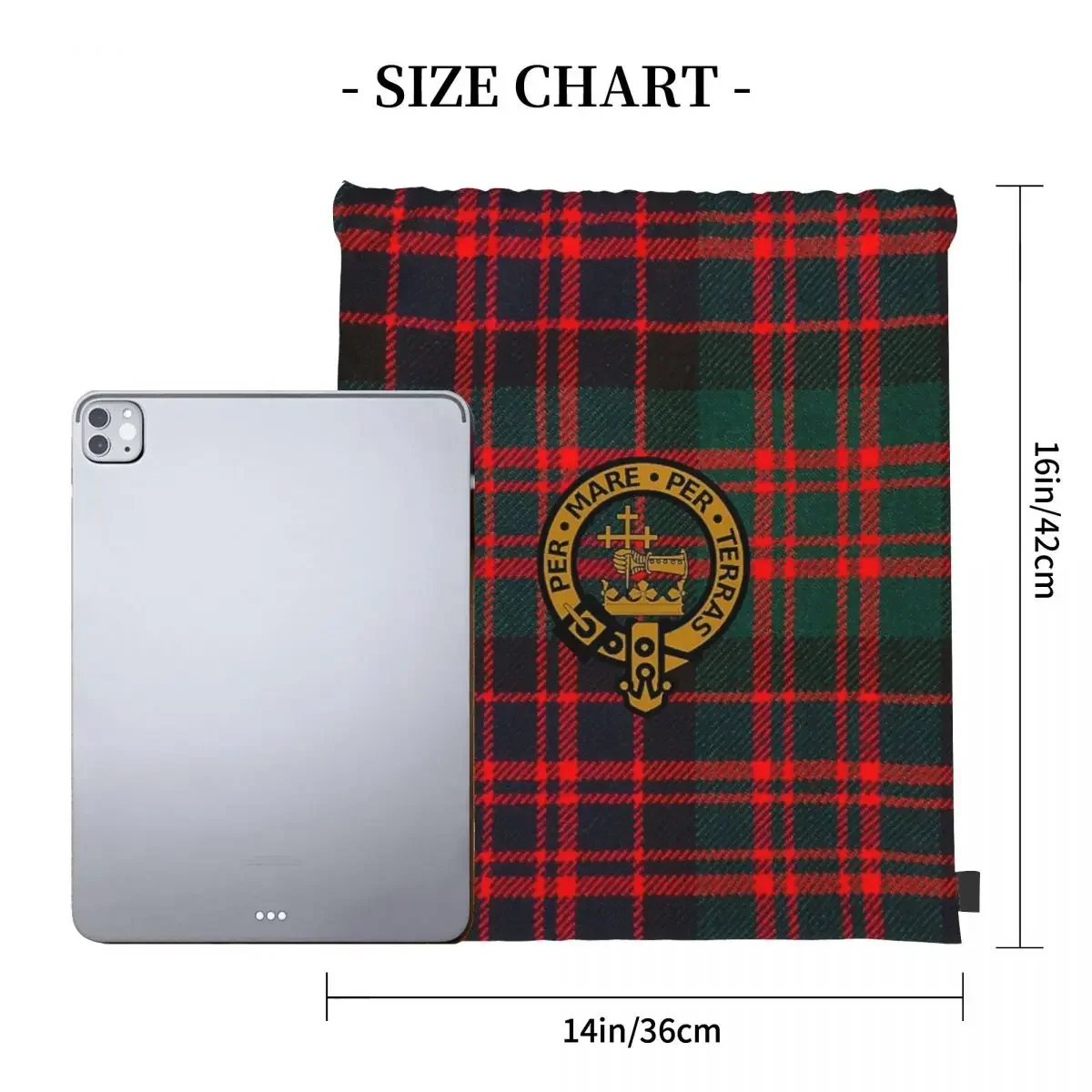 Modern MacDonald Clan Tartan With MacDonald Clan Crest Backpacks Portable Drawstring Bags Sports Bag BookBag For Travel School