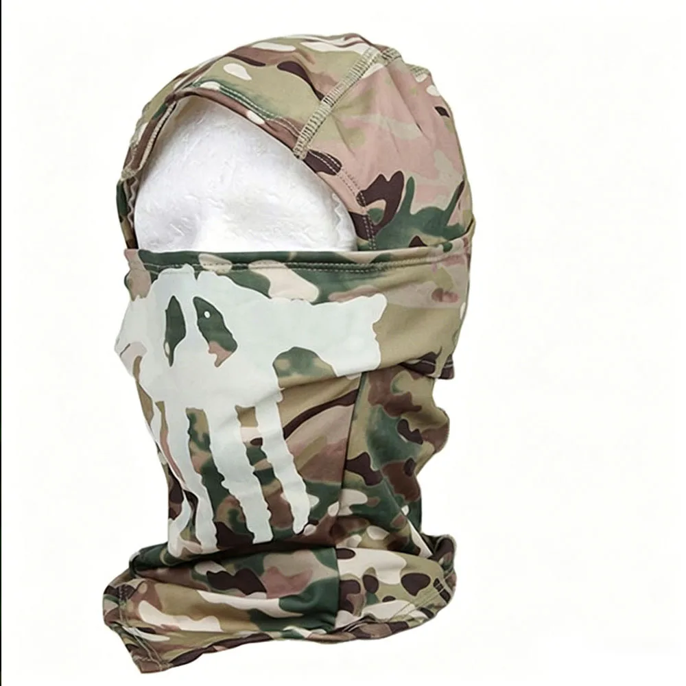 Glow in Dark Ghost Balaclava Face Mask with Skull Design Quick Dry Tactical Headgear for Sun Protection Outdoor Airsoft Cosplay