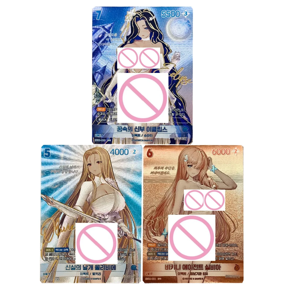 3pcs/set DIY Korean Brown Dust 2 Series Self Made Gold Plated Thick Flash Card Eclipse Sylvia Olivier Game Collection Card Toy