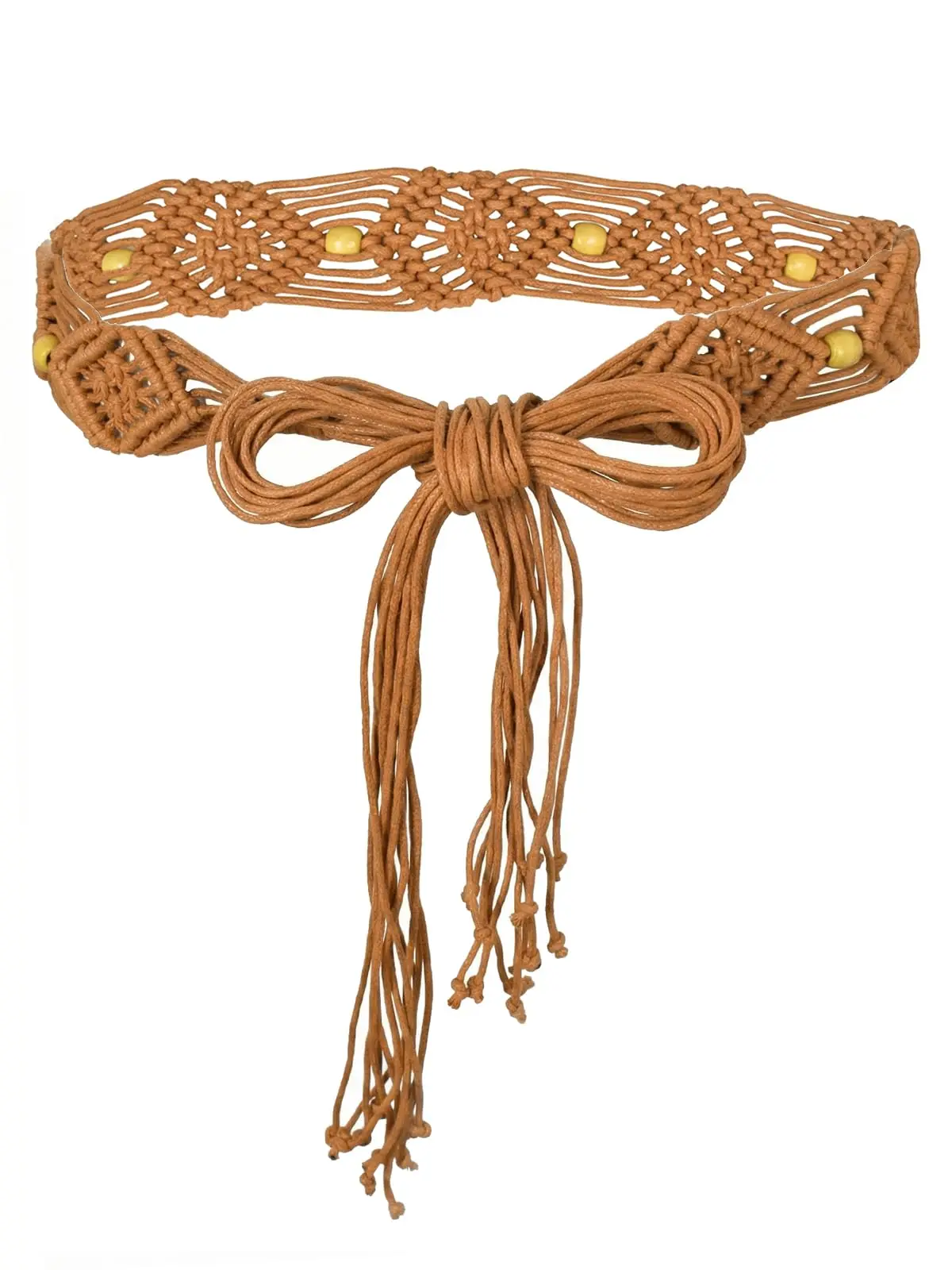 2Pcs Women's Bohe Rope Braid Waist Belt Bohemian Woven Belt for Women Beaded Braided Tassel Belt Renaissance Rope Belts for Dres