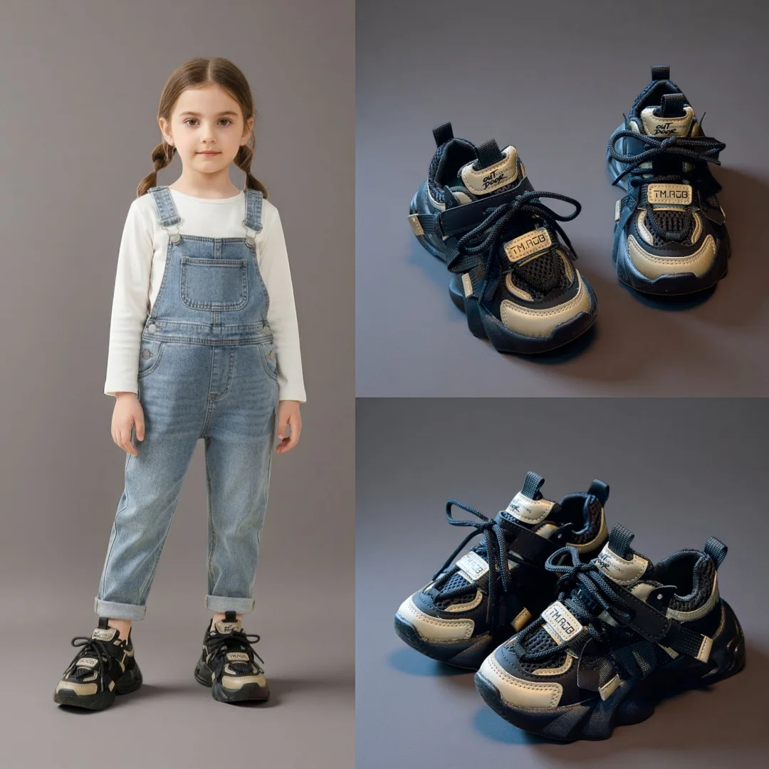 

COMFY KIDS Kids Chunky Sneakers Boys Girls Breathable Mesh Dual Closure Casual Running Shoes