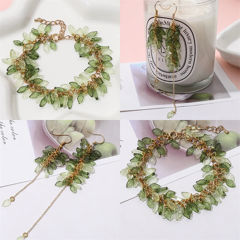 10/50Pcs Green Acrylic Leaf Decorative Beads DIY Jewelry Making Supplies For Necklaces Bracelets Earrings Handmade Crafts image 6