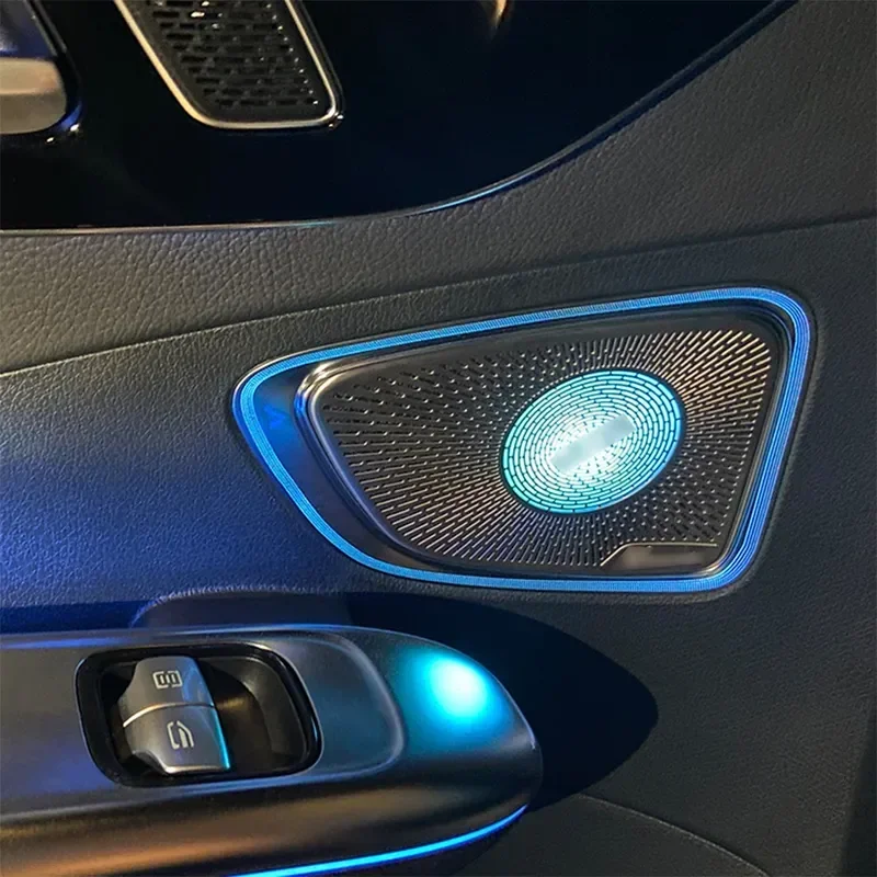 New 64Colour LED Metal Speaker Cover for 2022 C-Class W206 Car Interior Ambient Light Audio Decorative Lamp Refit
