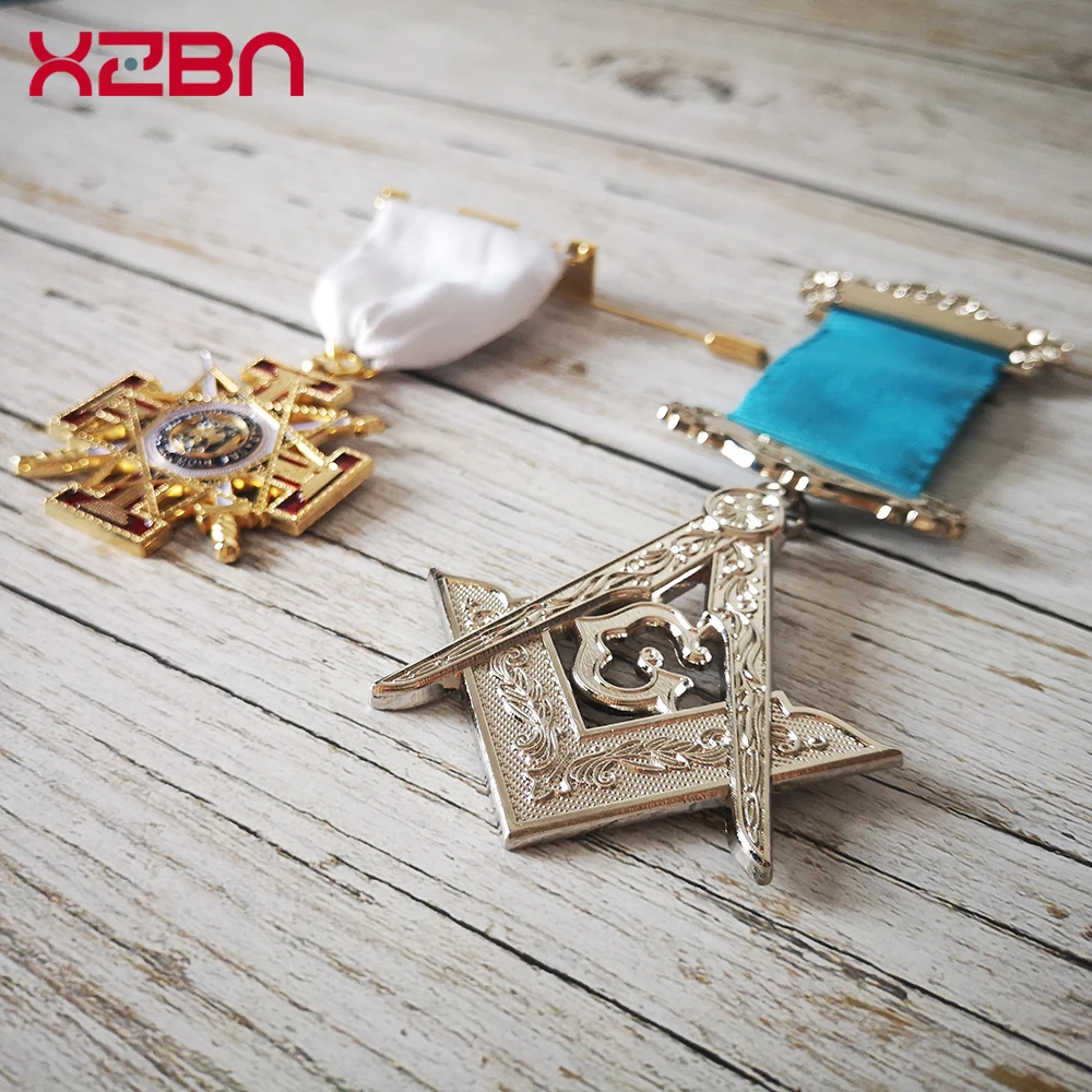 Masonic Lapel Pins Badge Mason Freemason Retro Brooch Freemasonary Member Ribbon Of Honor Suit Accessories Rank 33 Zinc Alloy