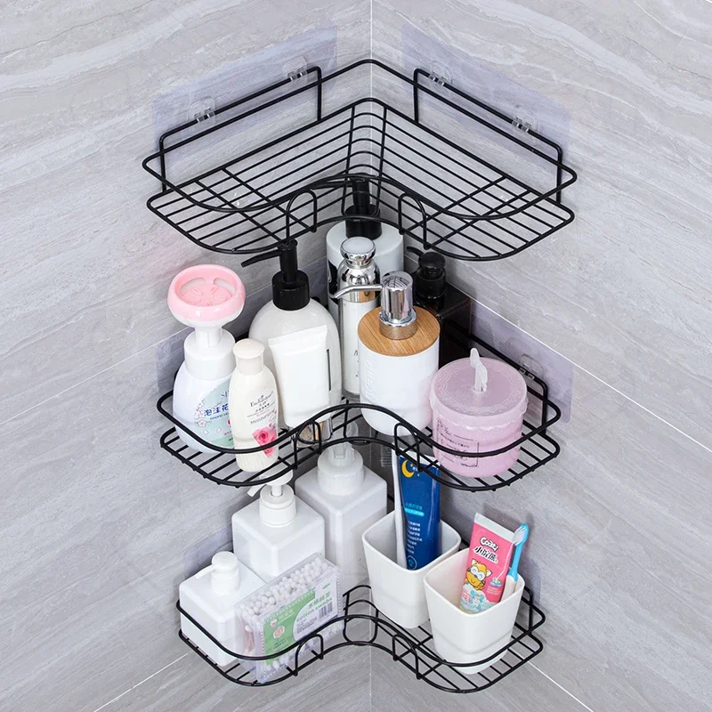 Bathroom Corner Storage Rack Shower Shampoo Holder Shower Organizer Shower Storage Shelf No Drilling Shower Basket Shelves