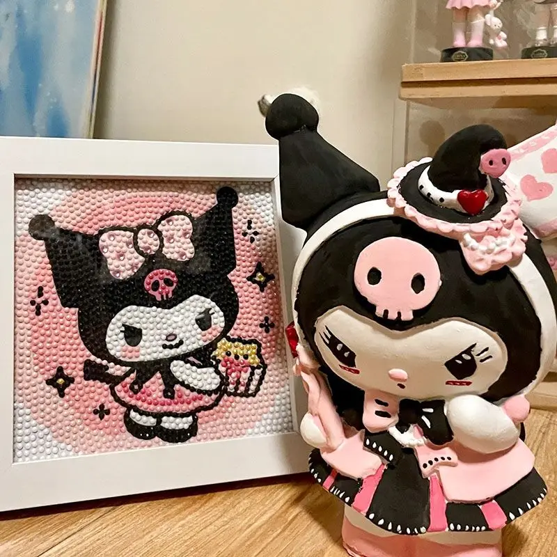 Sanrio Anime Figuret Kuromi Diamond Picture Handmade Diy Creativity Birthday Present Educational Toy Cartoon Sticker Frame 2024