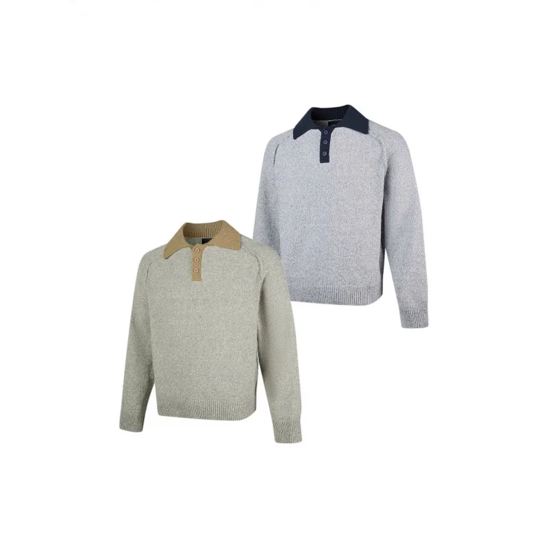 

EME Wool Yarn Blend Knitted Sweater Color Block Retro Classic Vibe Comfortable Casual Turn-Down Collar Sweater Top