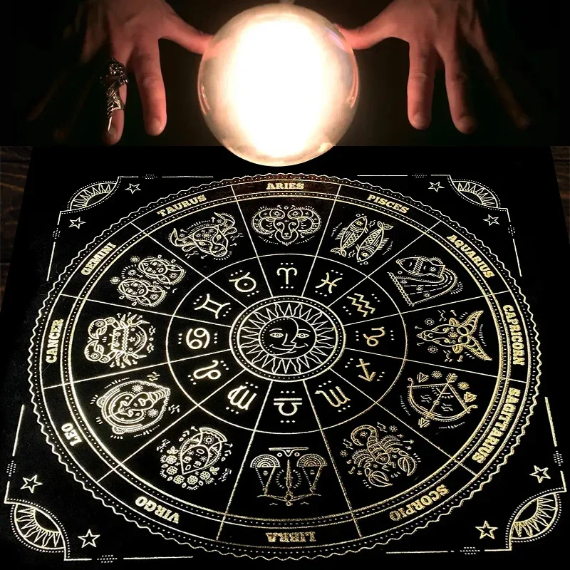 Tarot Card Tablecloth Constellations Tapestry Divination Altar Cloth Board Game Fortune Wheel of the Zodiac Astrology Decor Art