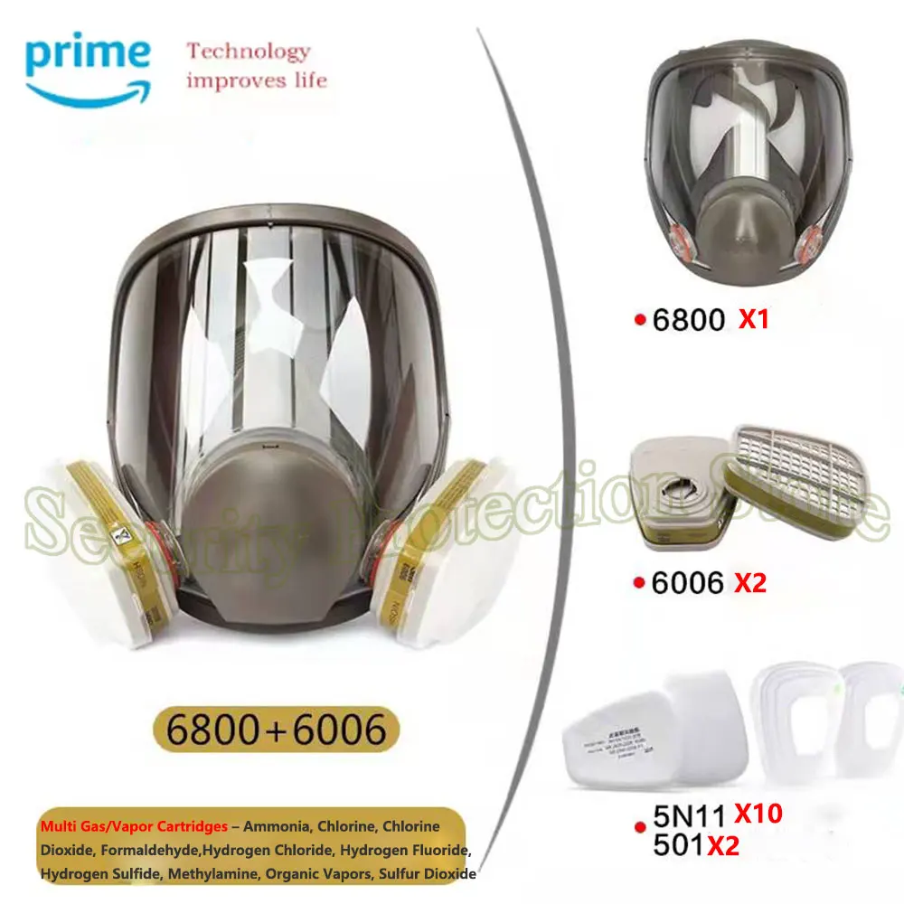 6006 Cartridge 6800 Full Face Respirator Gas Paint Spray Mask for Multi Gas/Vapor Cartridges- Ammonia, Chlorine,Methylamine