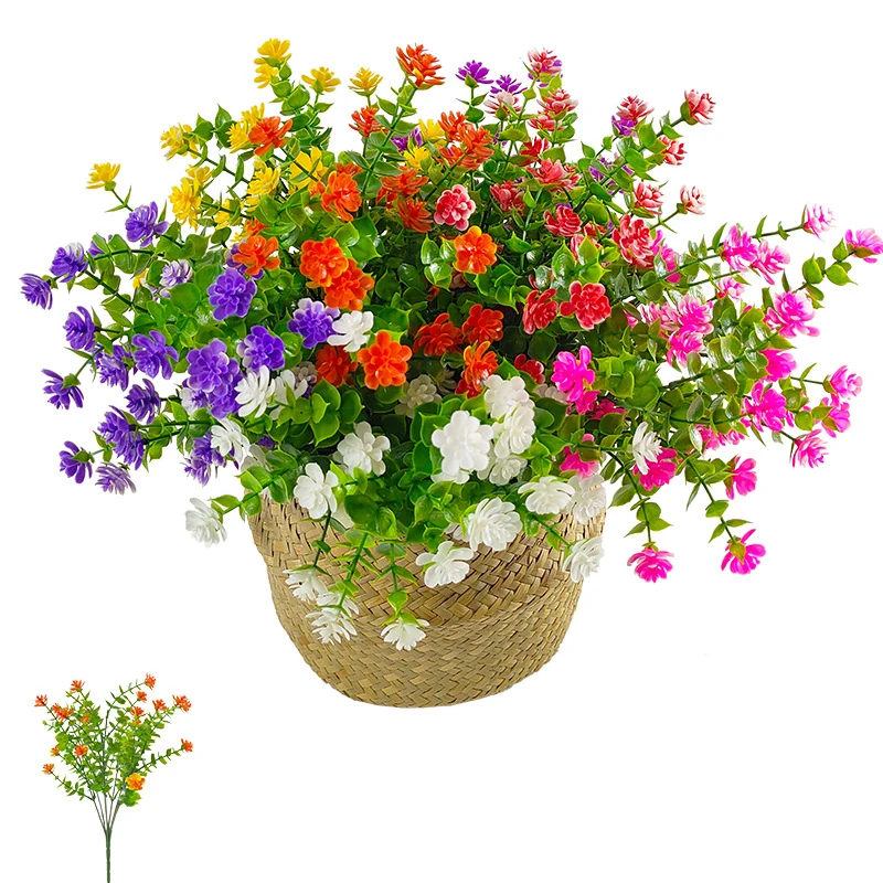 

20 Bundle Artificial Flowers Outdoor UV Resistant Greenery Shrubs Plants Fake Flower for Kitchen Office Wedding Garden Decor