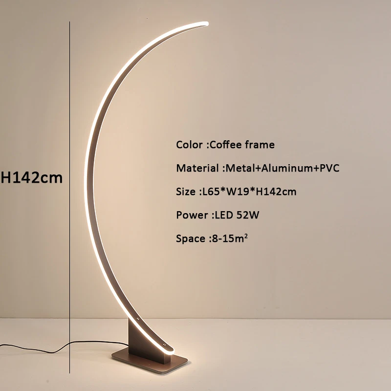 Minimalistische gebogen lijn LED-vloerlamp voor woonkamer bank slaapkamer hoek staande lamp hotel verticale nachtkastje licht vloerlamp - afbeelding 1