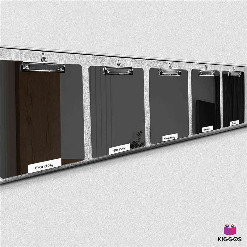 Well Made-6 Piece Clip Boards Low Profile Metal Clip Board Clipboards Black Plastic Letter Size Bulk Class Set