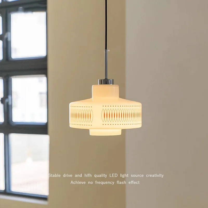 

Opal glass chandelier roasted flower simple medieval retro atmosphere light bedroom restaurant light household table light
