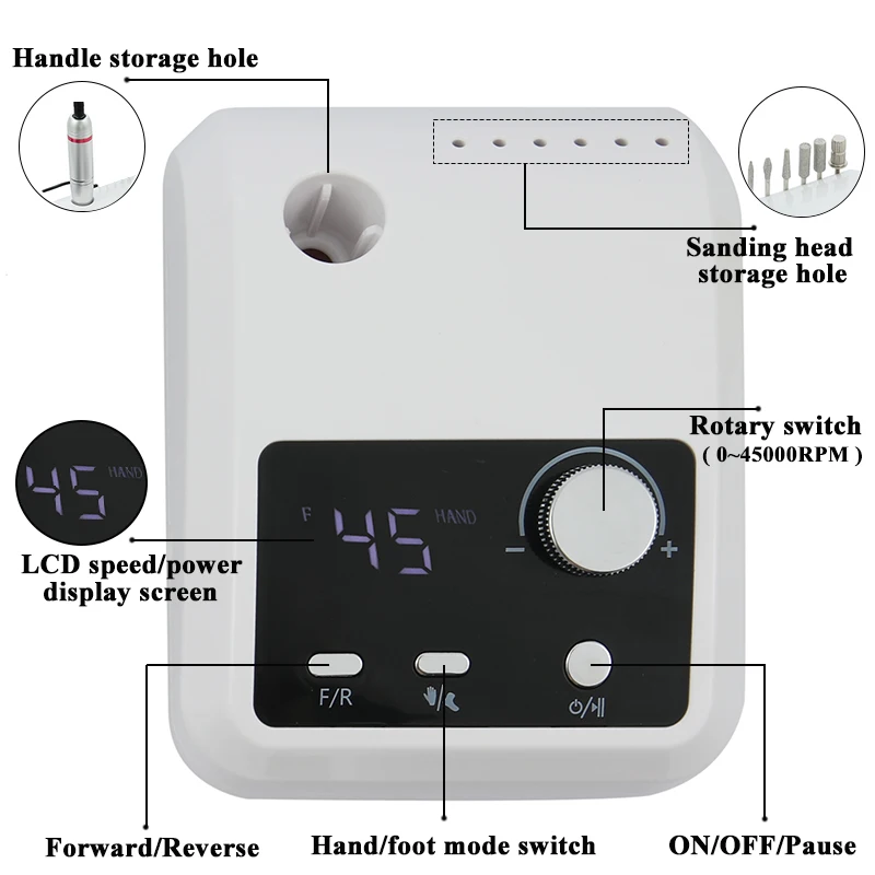 45000 U/min elektrische Nagel bohrmaschine profession elle Maniküre Maschine Nagels chl eifer Set mit großen LCD-Bildschirm Nagels tudio Polierer Ausrüstung