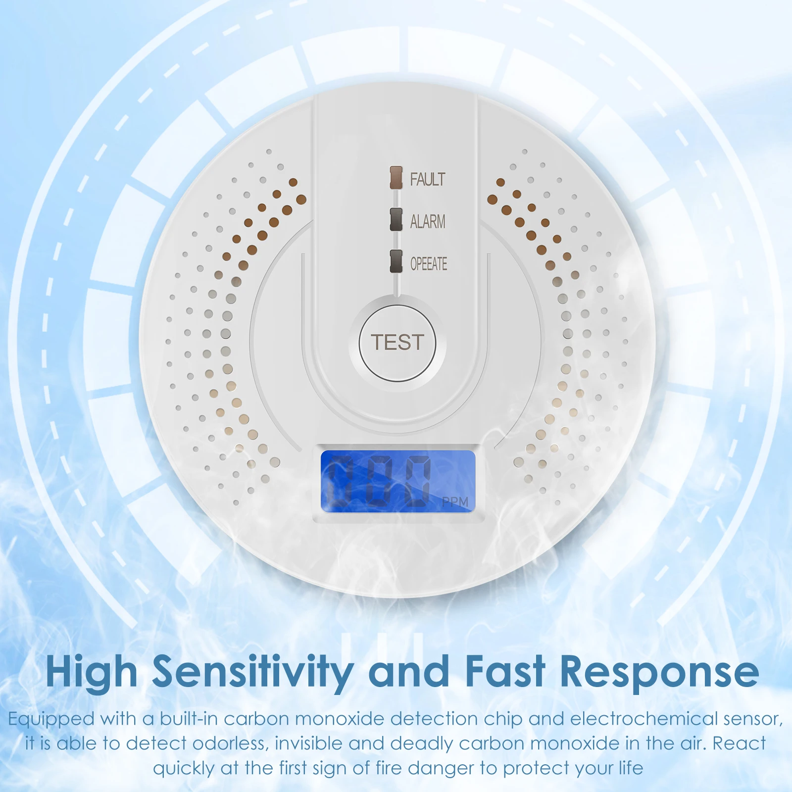 2PCS/1PCS Carbon Monoxide Detector Battery Operated Accurate with Digital LCD Display Alarm Flashing Warning for Home Apartment